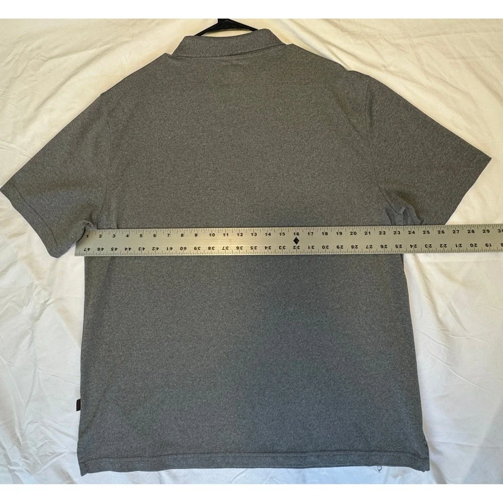Greg Norman Tasso Elba Five Iron Polo Shirt Mens Large Gray Play Dry Golf Shark